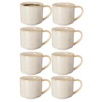 Excellent Houseware Koffiemok/theemok Rustic - set van 8x - beige - 330 ml - mokken - keramiek