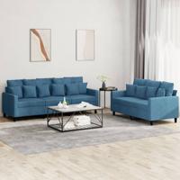 2-delige Loungeset met kussens fluweel blauw