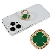 Clover Telefoon Ring Vinger Kickstand Back Stand Houder Beugel Metalen Grip Haak voor Smartphone - Groen - thumbnail