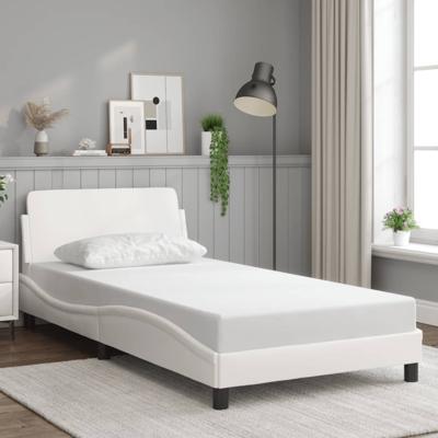 Bedframe met hoofdbord kunstleer wit 100x200 cm