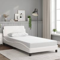 Bedframe met hoofdbord kunstleer wit 100x200 cm