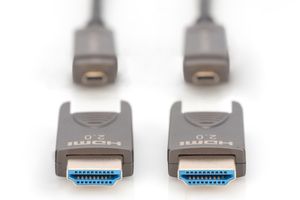 Digitus AK-330127-300-S HDMI-kabel HDMI Aansluitkabel HDMI-A-stekker 30 m Zwart Afgeschermd (dubbel), Afgeschermd (drievoudig), Flexibel, Afscherming totaal,