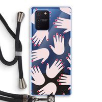 Hands pink: Samsung Galaxy Note 10 Lite Transparant Hoesje met koord