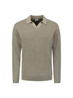 No- Excess Pullover Open Polo Collar Relief Knit 29230857 Poloshirts 018 Clay
