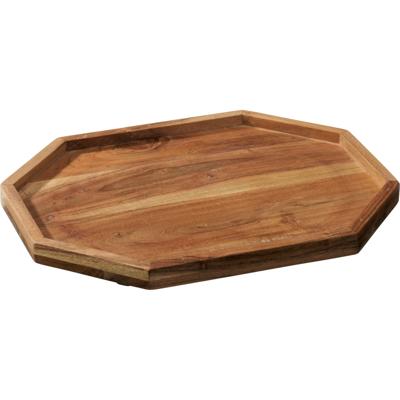Kaarsenbord/decoratie dienblad - mangohout - 33 x 25 x 2 cm - achthoek - serveerschaal