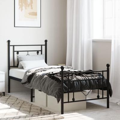 Bedframe met hoofd- en voeteneinde metaal zwart 75x190 cm