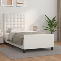 Bedframe met hoofdbord kunstleer wit 80x200 cm
