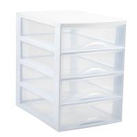 Ladekastje bureau organizer - 4x lades - wit/transparant - L26 x B35 x H36 cm - kunststof