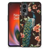 OnePlus Nord 2 Dierenprint Telefoonhoesje Pauw met Bloemen