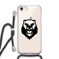 Angry Bear (white): iPhone 8 Transparant Hoesje met koord