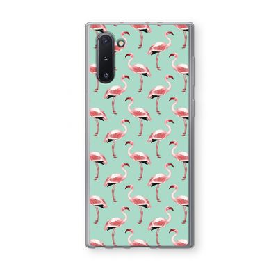Flamingoprint groen: Samsung Galaxy Note 10 Transparant Hoesje