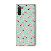 Flamingoprint groen: Samsung Galaxy Note 10 Transparant Hoesje