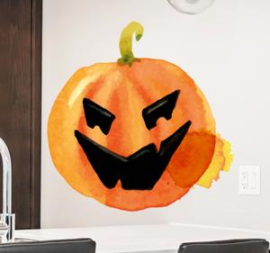 Muursticker Halloween Waterverf Pompoem