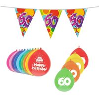 Leeftijd verjaardag thema 60 jaar pakket ballonnen/vlaggetjes - Feestpakketten