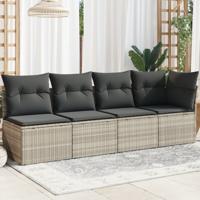 Tuinbank 4-zits met kussens poly rattan lichtgrijs Tuinbank 4-zits met kussens poly rattan lichtgrijs