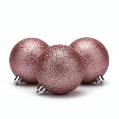 Kerstballen - 6x st - roze - glitters - D8 cm - kunststof - kerstversiering