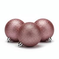 Kerstballen - 6x st - roze - glitters - D8 cm - kunststof - kerstversiering