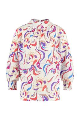 Carol swirl blouse - coral/purple - 08634