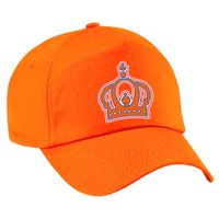 Kroontje pet - oranje Koningsdag pet - voor volwassenen   -