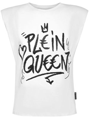 Philipp Plein t-shirt sans manche à ornements en cristal - Blanc