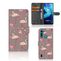 Motorola G8 Power Lite Telefoonhoesje met Pasjes Flamingo