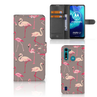 Motorola G8 Power Lite Telefoonhoesje met Pasjes Flamingo - thumbnail