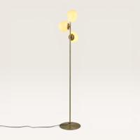 Staande lamp Elyndra crema ottone l - Met witte bollen van handgemaakt opaalglas en een gouden staander - Voor binnenshuis