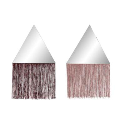 Hängspegel DKD Home Decor Bordeaux Licht Roze Franjes 33,5 x 1 x 54 cm (2 Stuks) (2 Onderdelen)