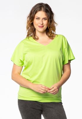 Yoek Top double v-neck | Groen | Maat 38/40