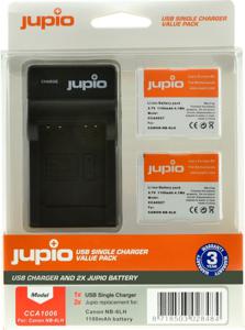 Jupio Kit met 2x Battery NB-6LH + USB Single Charger