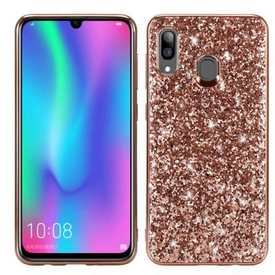 Glittery poeder schokbestendig TPU Case voor Galaxy A30 (Rose goud)
