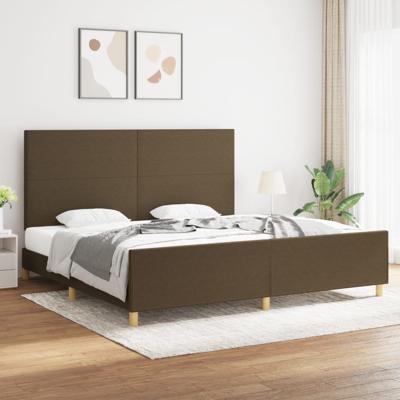 Bedframe zonder matras stof donkerbruin 200x200 cm