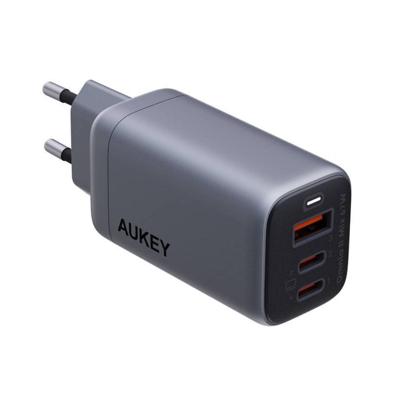 Aukey 3-Port 67W PD Wall Charger with GaN Power Tech, grijs