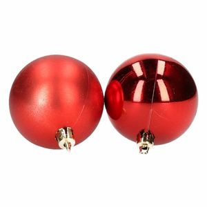 Cepewa Kerstballen - 28x stuks - rood - 6 cm - kunststof - mat/glans - Kerstbal