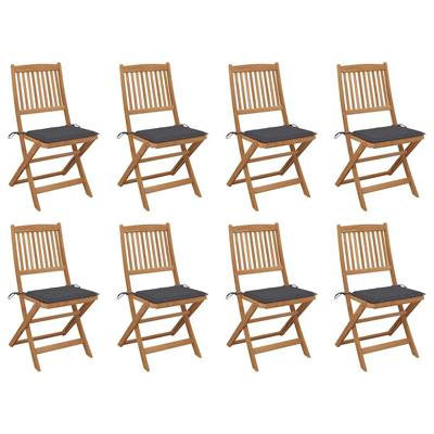 Tuinstoelen 8 st inklapbaar met kussens massief acaciahout