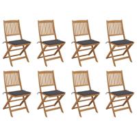 Tuinstoelen 8 st inklapbaar met kussens massief acaciahout