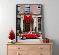 Auto in de winter kerst poster