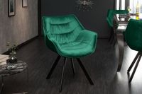 Design stoel THE DUTCH COMFORT smaragdgroen fluweel retrostijl met armleuningen - 39475 - thumbnail