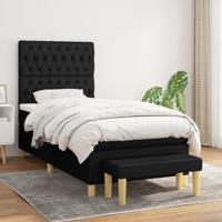 Boxspring met matras stof zwart 90x190 cm