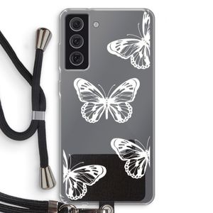 White butterfly: Samsung Galaxy S21 FE Transparant Hoesje met koord