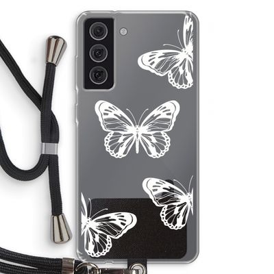 White butterfly: Samsung Galaxy S21 FE Transparant Hoesje met koord