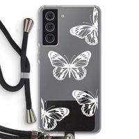 White butterfly: Samsung Galaxy S21 FE Transparant Hoesje met koord
