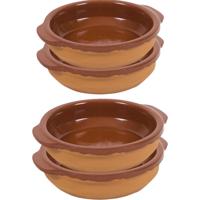 Tapas schaaltjes - 8x - 15 en 17 cm - met handvat - cr?me brulee schaaltjes - terracotta