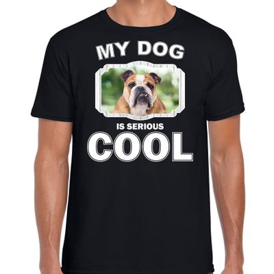 Britse bulldog honden t-shirt my dog is serious cool zwart voor heren