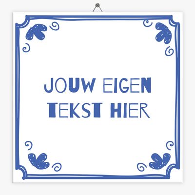 Tekst tegeltje Delfts Blauw