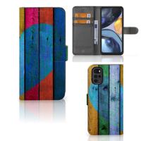 Motorola Moto G22 | Book Style Case | Wood Heart - Cadeau voor je Vriend | Portemonnee hoesje
