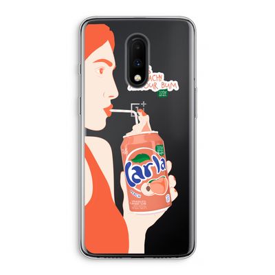 Peach please!: OnePlus 7 Transparant Hoesje