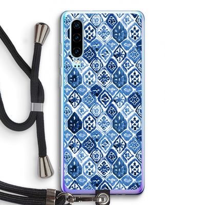 Blauw motief: Huawei P30 Transparant Hoesje met koord