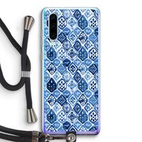 Blauw motief: Huawei P30 Transparant Hoesje met koord