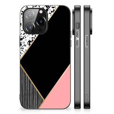 iPhone 14 Pro Max Backcover Zwart Roze Vormen